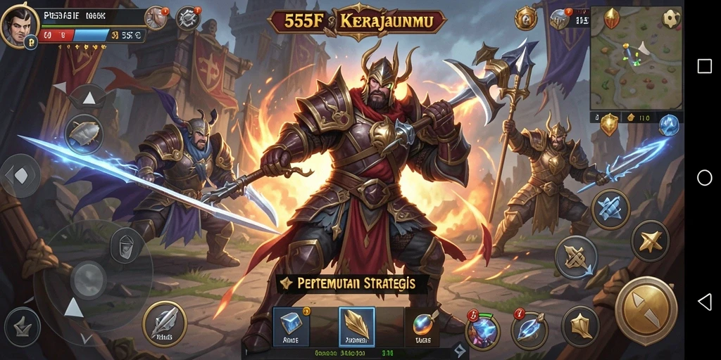 Tampilan gameplay Tower Defense yang mendebarkan di 555F.