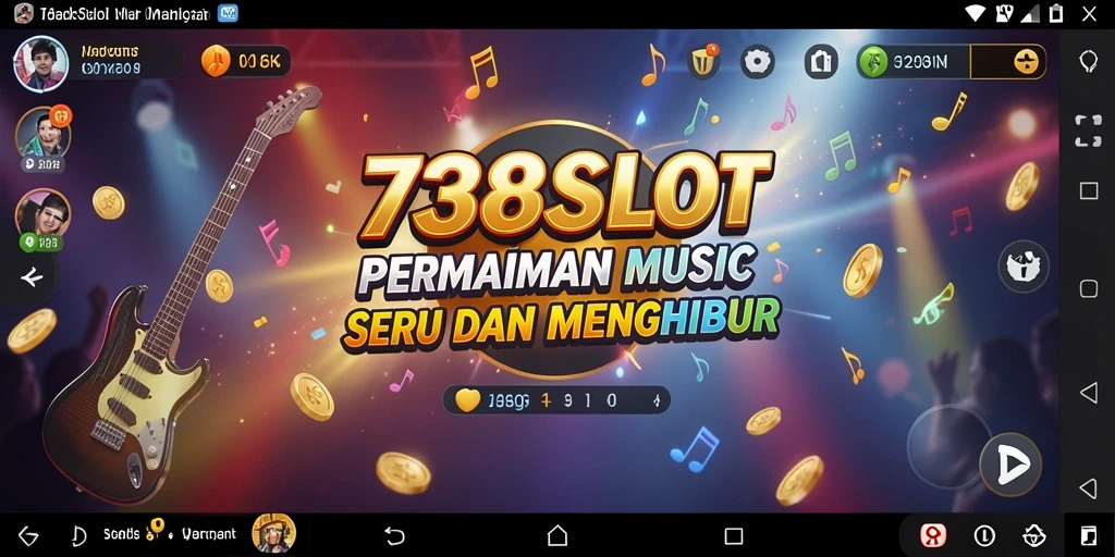 Tampilan gameplay <strong>738SLOT</strong> yang menampilkan iringan musik yang seru.