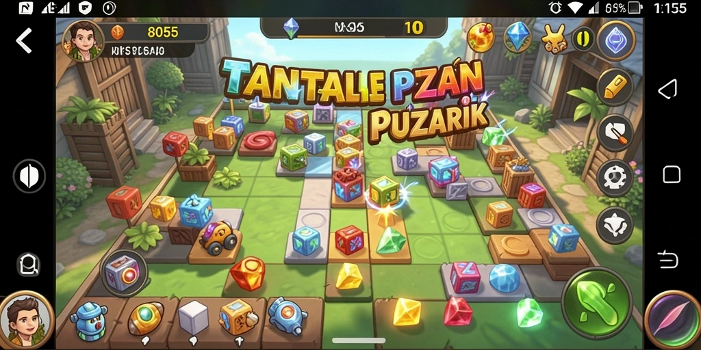 Tangkapan layar menunjukkan gameplay puzzle yang seru dan menantang.