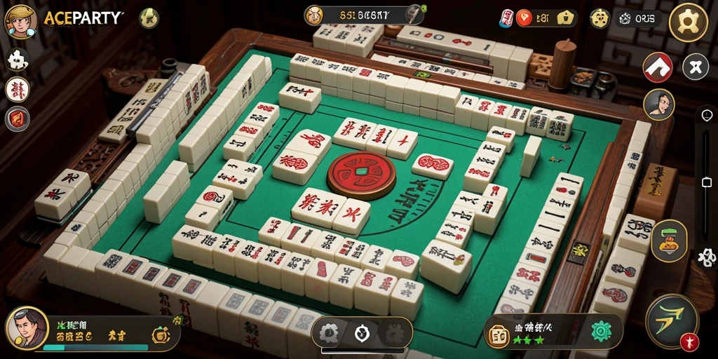Tampilan gameplay seru dalam ACEPARTY, permainan Mahjong yang menarik.