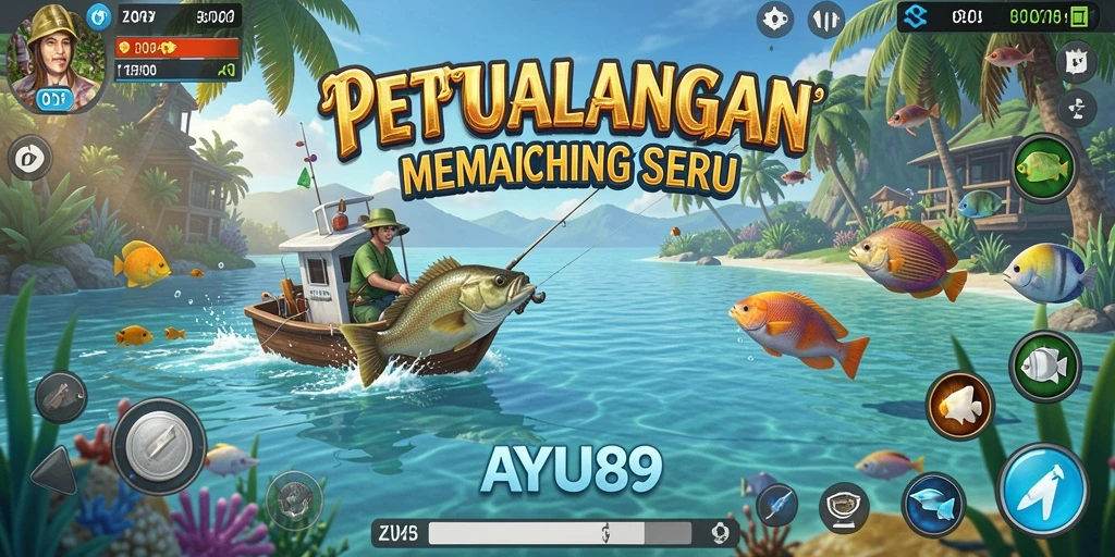 Screenshot utama AYU89 menampilkan pengalaman memancing yang imersif.