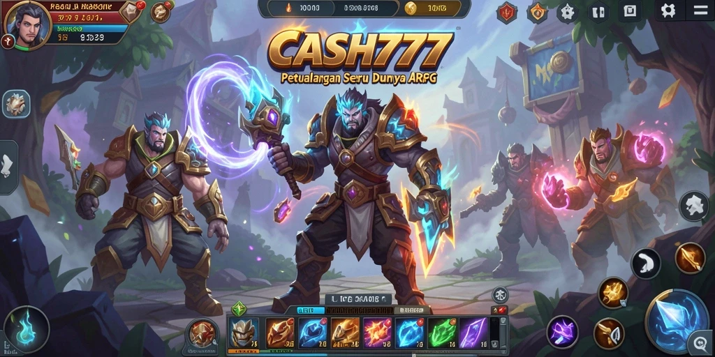 Gameplay seru CASH777 dengan karakter yang berjuang di medan perang.