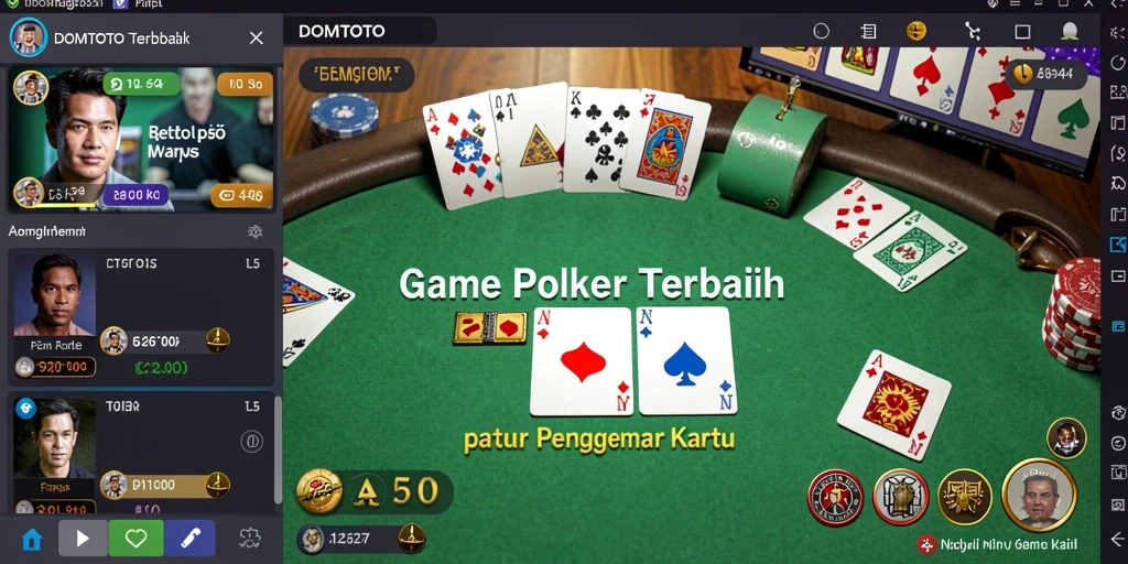 Screenshot DOMTOTO menunjukkan pengalaman intens bermain poker.