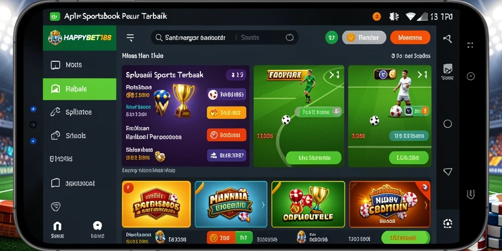Tampilan utama aplikasi HAPPYBET188 dengan berbagai opsi taruhan.