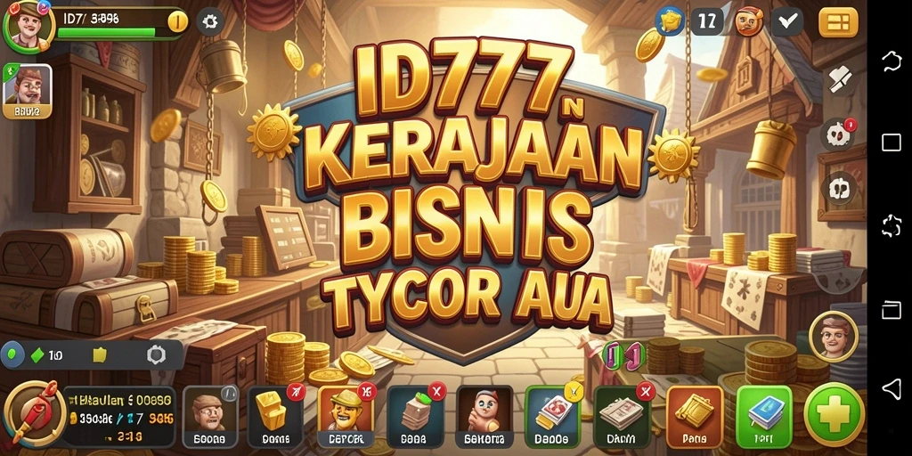Screenshot gameplay ID777 menunjukkan manajemen bisnis yang intens.