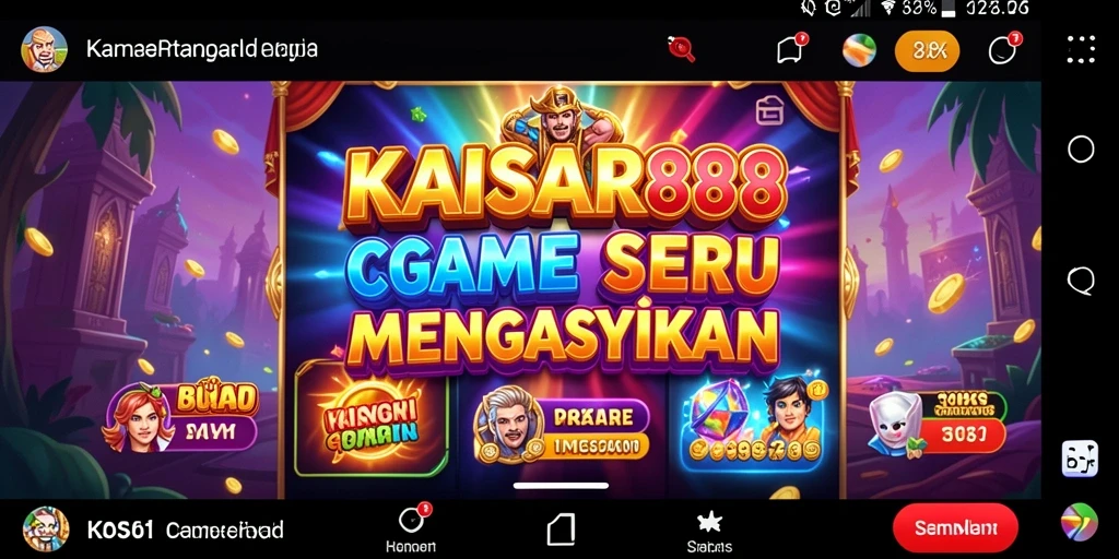 Tampilan gameplay yang menarik dalam KAISAR888 dengan simbol Slot yang berwarna-warni.