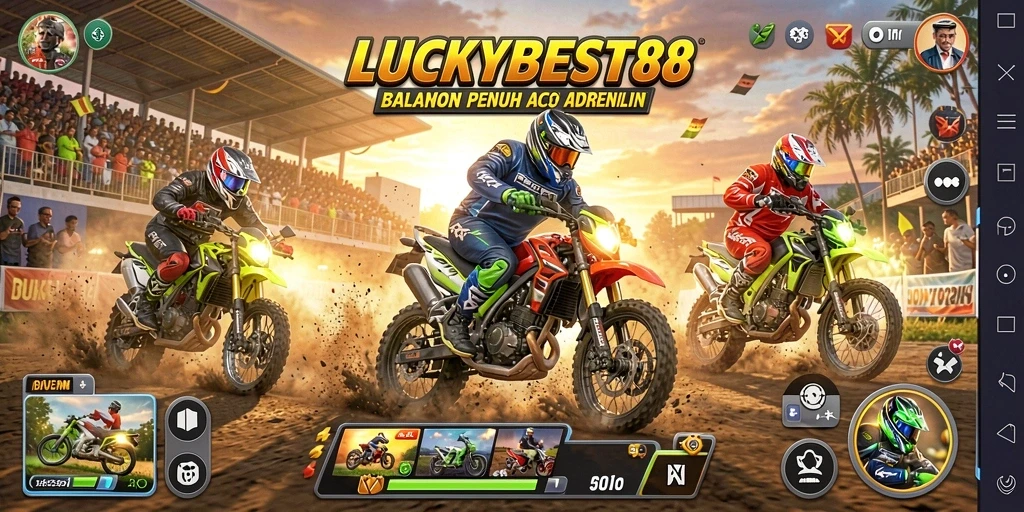 Gameplay seru balapan motor di LUCKYBEST88 dengan lintasan menantang.