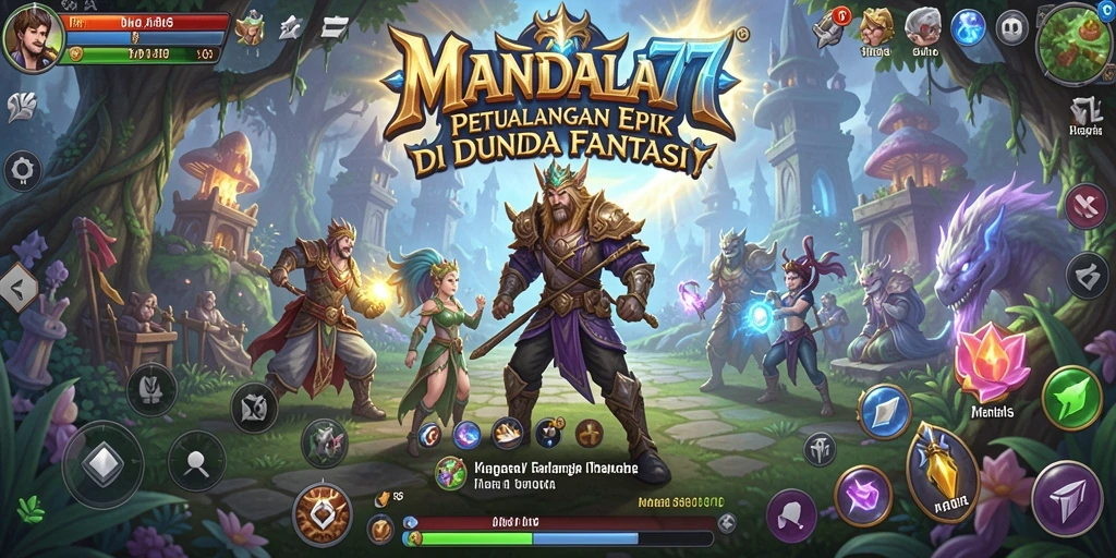 Gameplay epik MANDALA77 dengan karakter dan pertarungan yang dinamis.