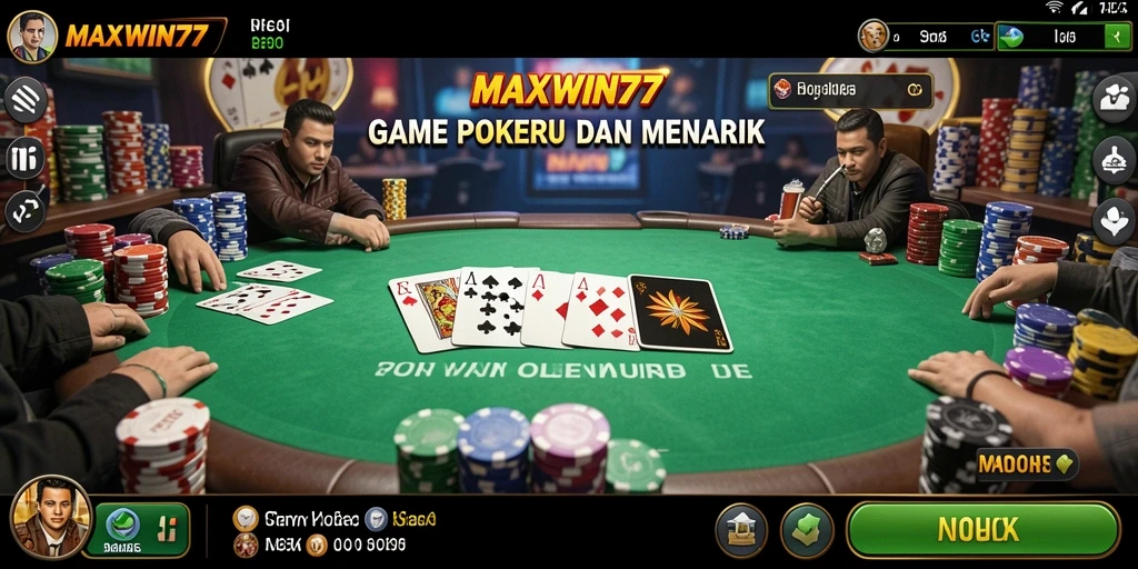 Tampilan gameplay Poker yang seru di MAXWIN77.