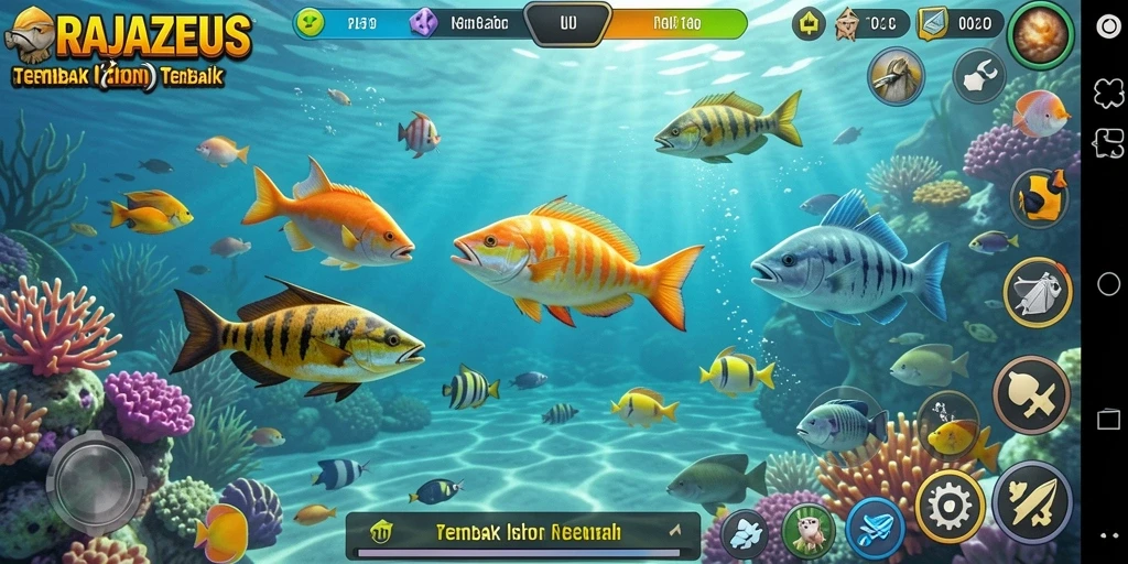 Screenshot gameplay RAJAZEUS yang menampilkan keseruan Tembak Ikan.