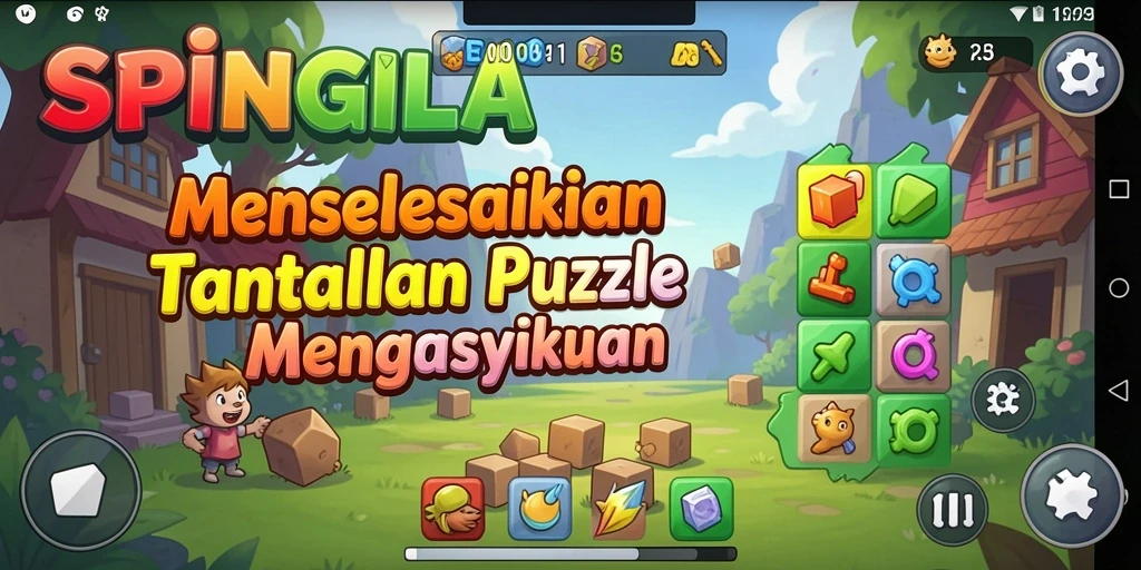 Screenshot gameplay SPINGILA menampilkan tantangan puzzle menarik dan grafis yang memikat.