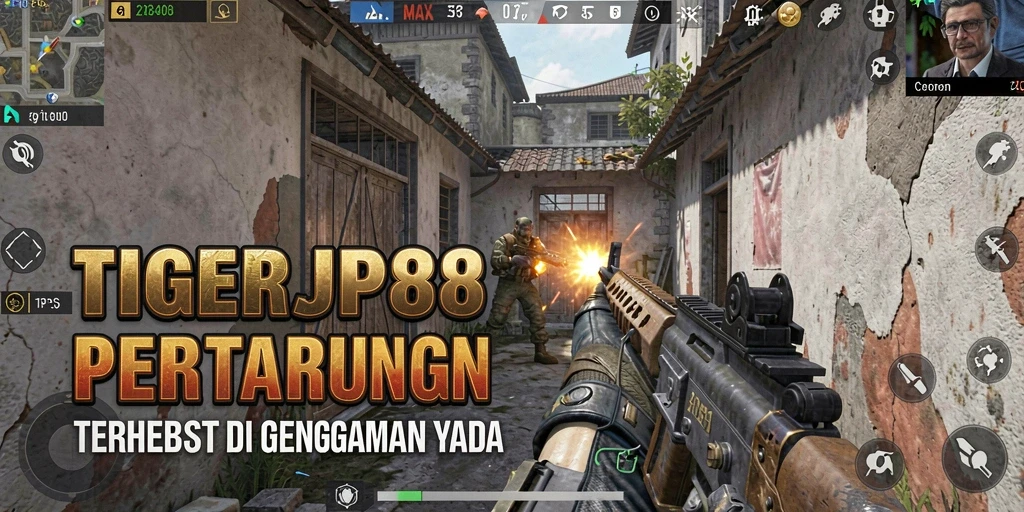 Tampilan gameplay yang mendebarkan dalam TIGERJP88 menunjukkan aksi FPS intens.