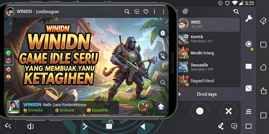 Cuplikan gameplay <strong>WINIDN</strong> menampilkan pertarungan dinamis dan pengelolaan sumber daya.