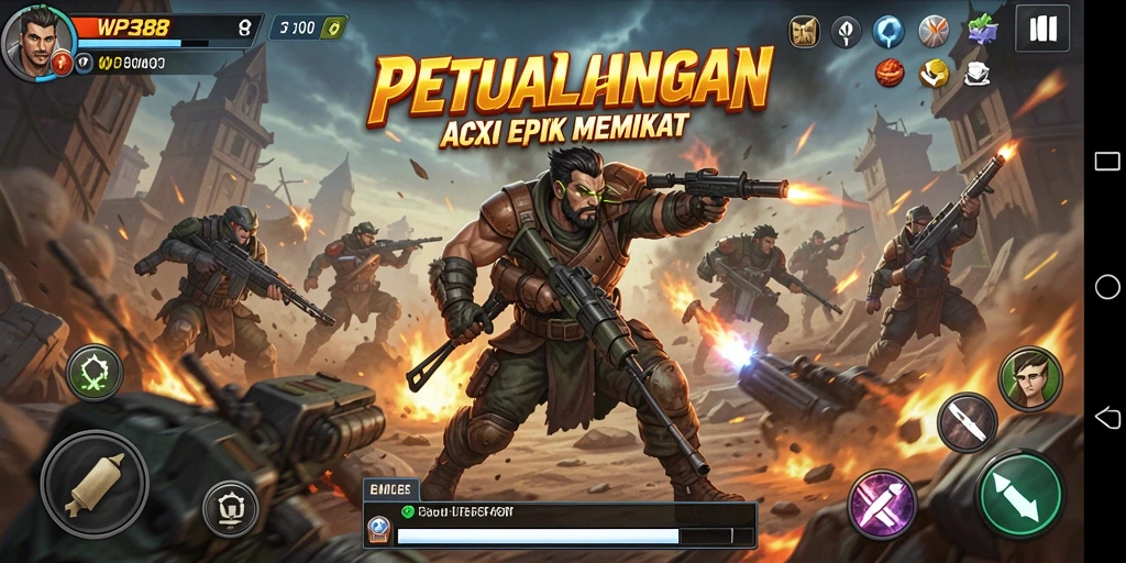 Screenshot gameplay WP888 dengan aksi seru dan karakter dinamis.