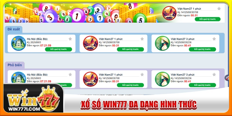 Trải nghiệm cá cược xổ số WIN777 với đa dạng hình thức